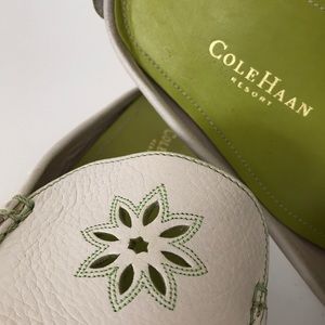 Cole Haan resort flowers soft leather flat mules